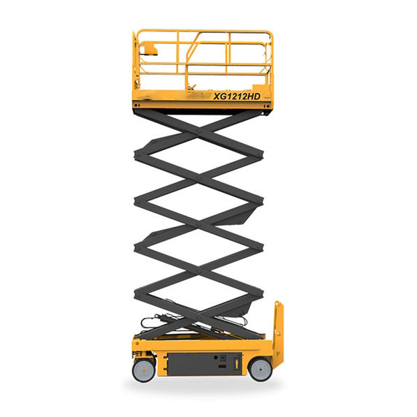 Elevador de tijera el&eacute;ctrico de litio de alta resistencia XG1212HD-Li, altura de trabajo de 13,8 m, plataforma de trabajo a&eacute;reo de larga duraci&oacute;n con carga r&aacute;pida de 320kg